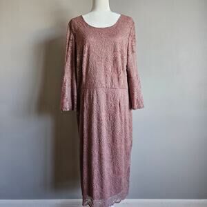 Mikarose 2XL Mauve Pink Lace Midi Dress NWT – Modest Long Sleeve